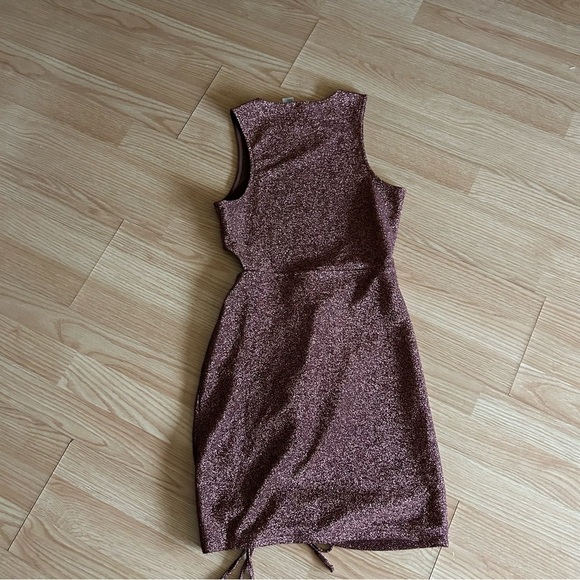 H&M Divided Brown Glitter Ruched Mini Dress Small - Picture 9 of 9